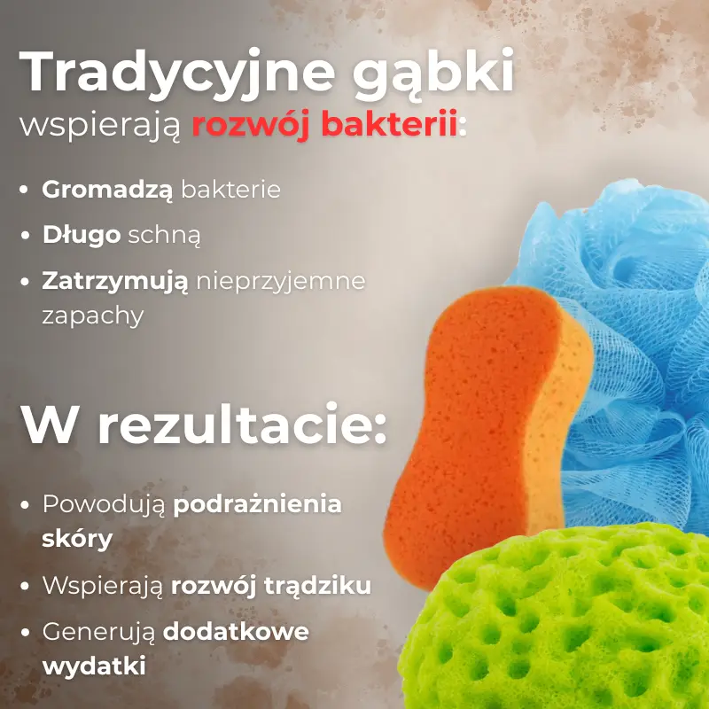 Kolorowe gąbki kąpielowe – gromadzą bakterie i długo schną