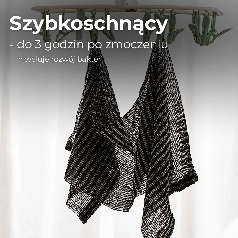 Ręczniki Tobinō schną na wieszaku – do 3 godzin